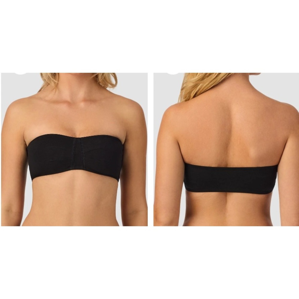On Gossamer Cabana Cotton Bandeau Bralette Black G5195 Large New With Straps